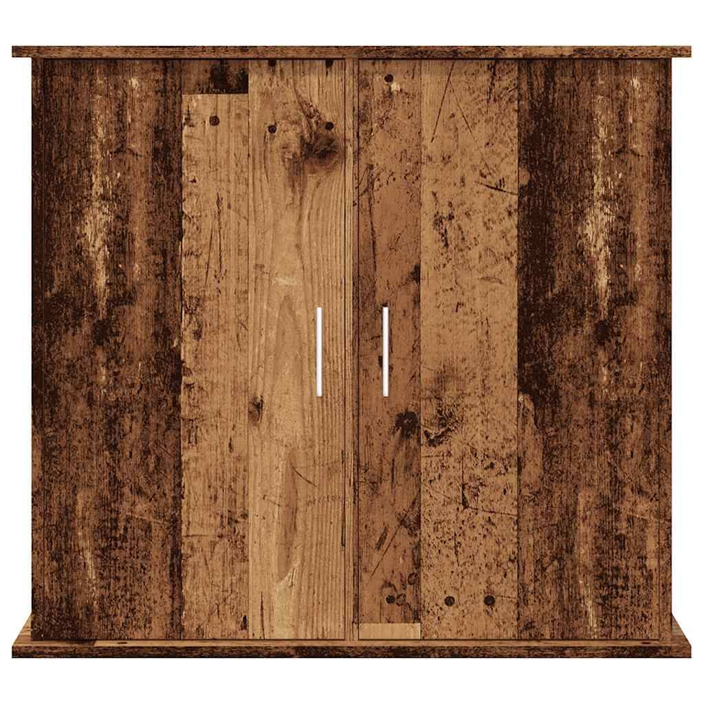 Meuble Aquarium Bois avec Portes de Rangement 81x36x73 cm Style Vieux Bois - ComfortXL Outdoor Living - Image 4