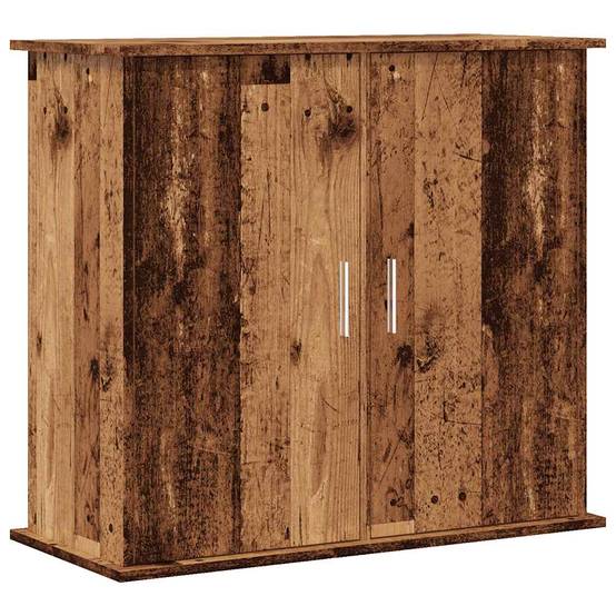 Meuble Aquarium Bois avec Portes de Rangement 81x36x73 cm Style Vieux Bois - ComfortXL Outdoor Living - Image 2