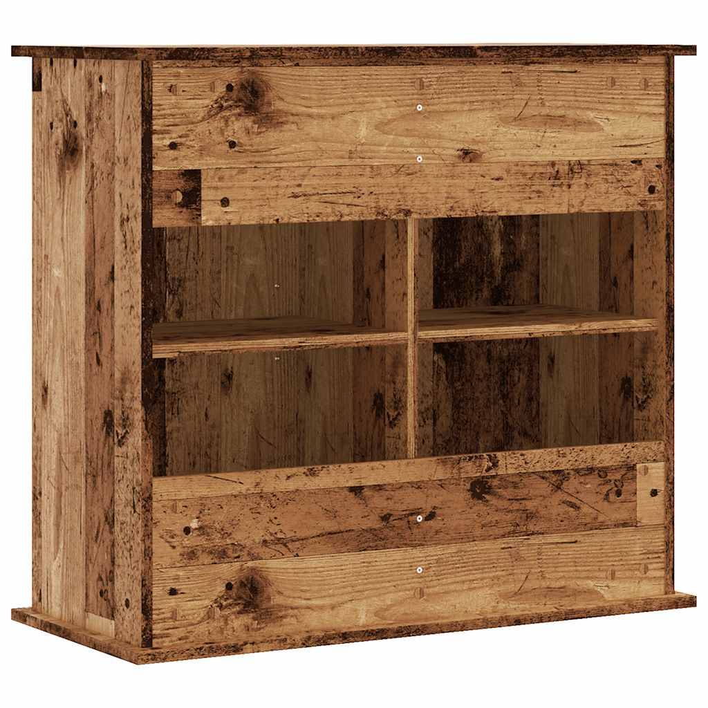 Meuble Aquarium Bois avec Portes de Rangement 81x36x73 cm Style Vieux Bois - ComfortXL Outdoor Living - Image 6