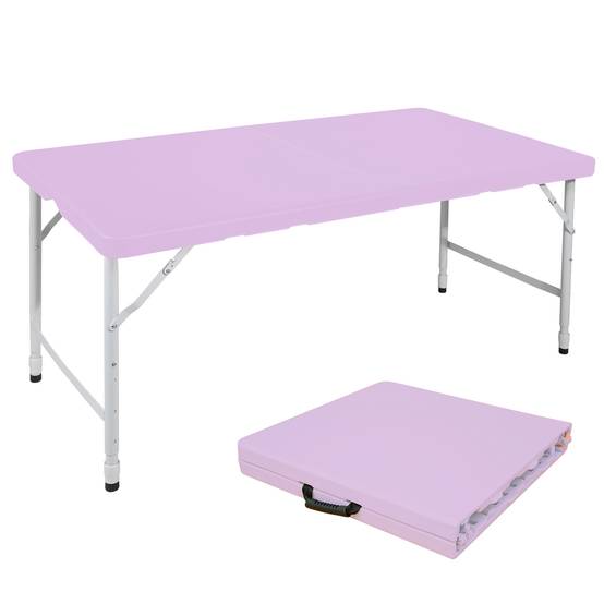 Table pliante robuste 125cm, portable avec poignée, multifonctionnelle camping intérieur extérieur, charge 135kg (violet) - Image 1