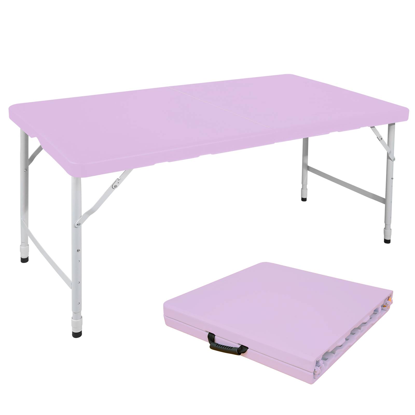 Table pliante robuste 125cm, portable avec poignée, multifonctionnelle camping intérieur extérieur, charge 135kg (violet)