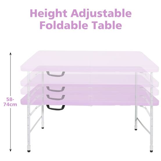 Table pliante robuste 125cm, portable avec poignée, multifonctionnelle camping intérieur extérieur, charge 135kg (violet) - Image 3
