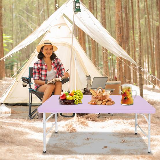 Table pliante robuste 125cm, portable avec poignée, multifonctionnelle camping intérieur extérieur, charge 135kg (violet) - Image 7