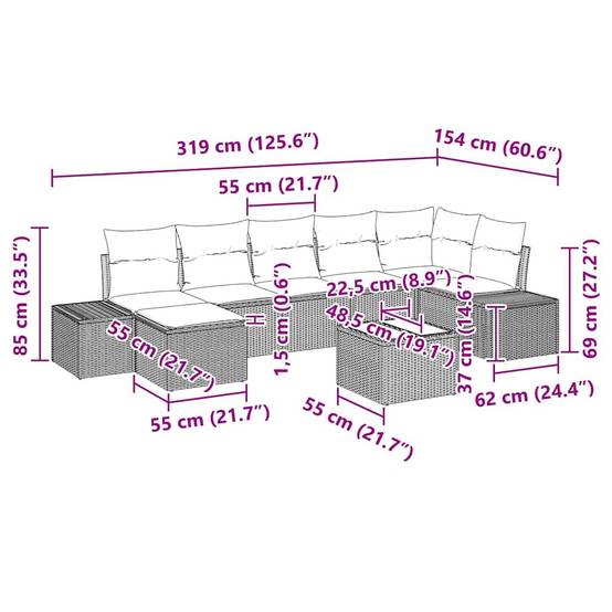 ComfortXL - Salon de jardin modulable 8 pièces en polyrotin pour 7 convives Noir – ComfortXL Outdoor Living - Image 8