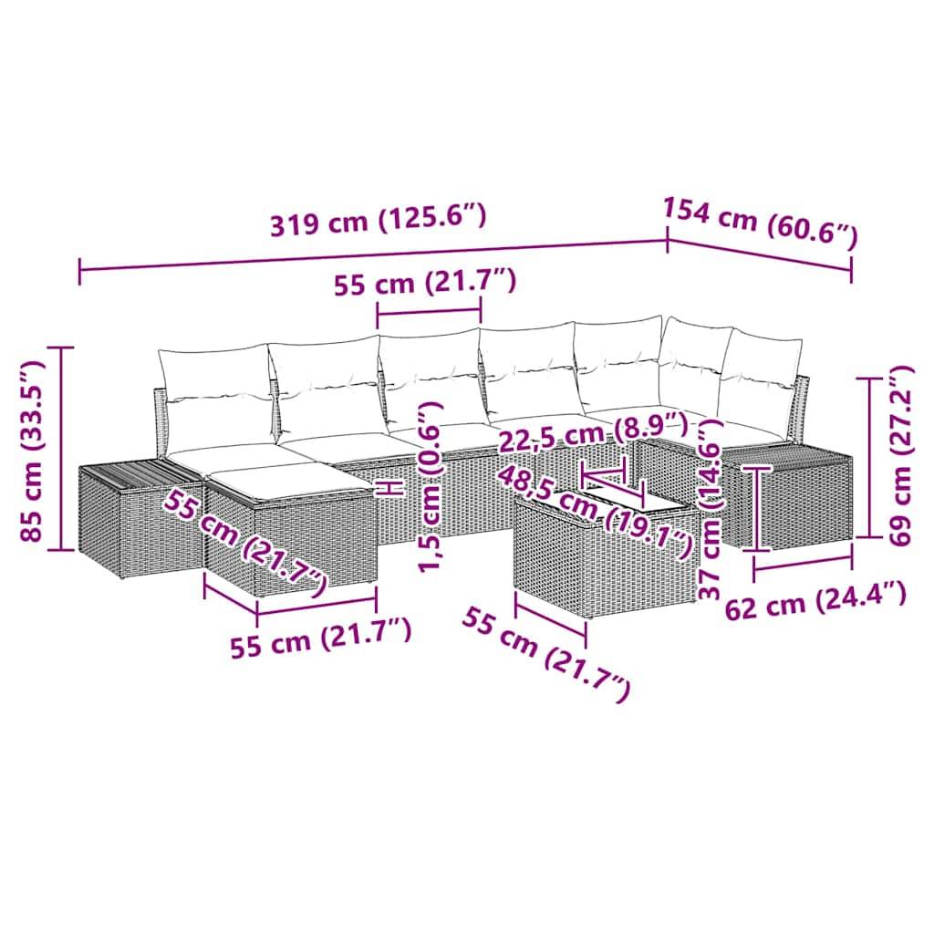 ComfortXL - Salon de jardin modulable 8 pièces en polyrotin pour 7 convives Noir – ComfortXL Outdoor Living - Image 8