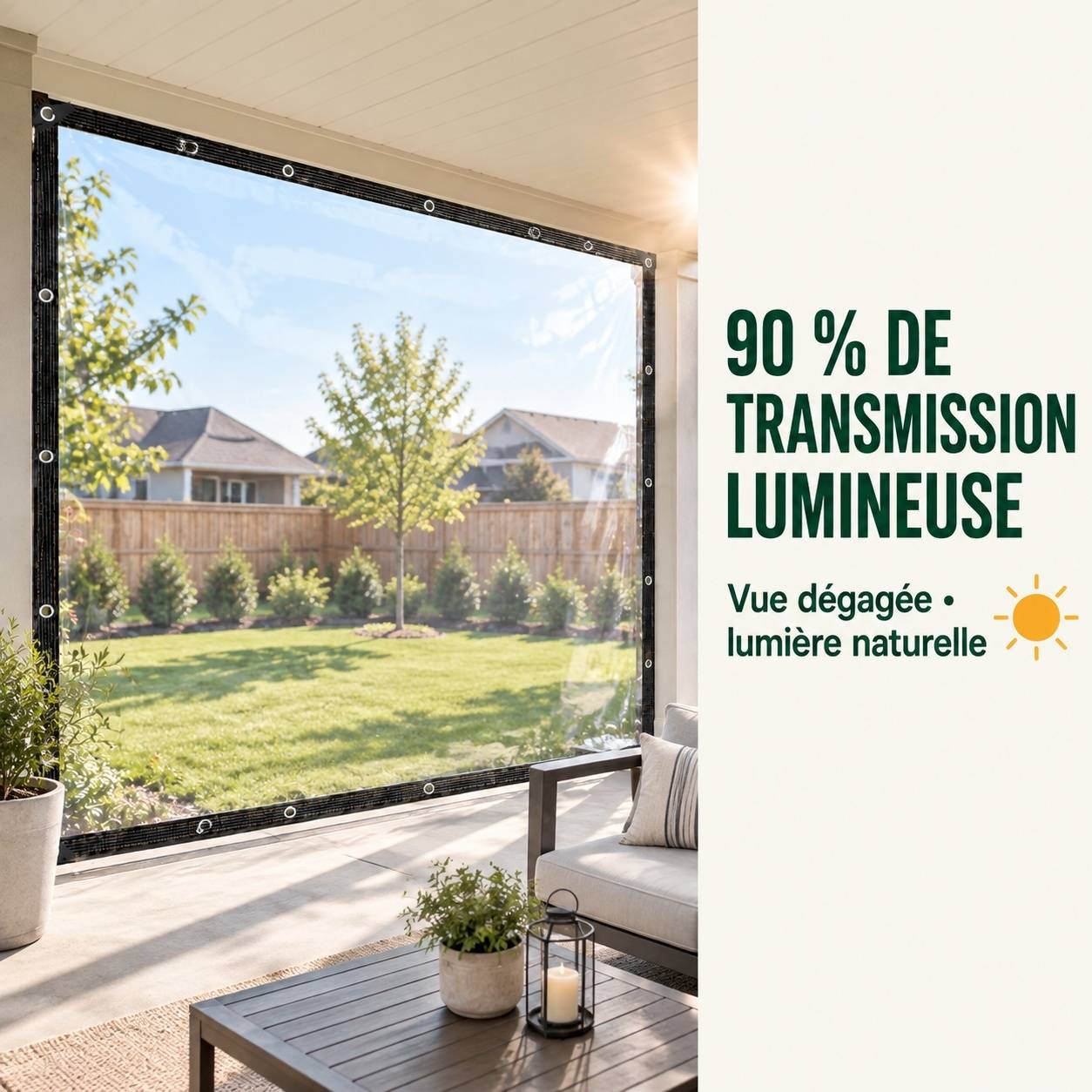 Bâche Transparente Imperméable Renforcée Œillets Protection Pluie UV - Image 2