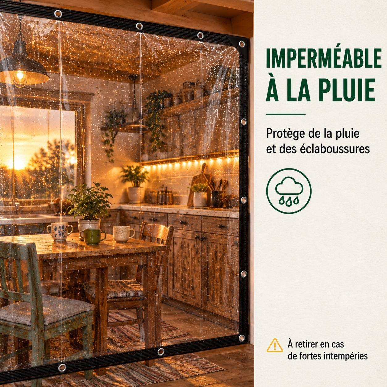 Bâche Transparente Imperméable Renforcée Œillets Protection Pluie UV - Image 4