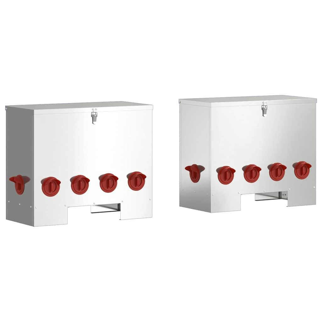 Lot de 2 Nourrisseurs Hauts Galva Poule 25kg Argent - ComfortXL Outdoor Living - Image 2