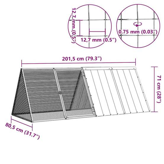 Vidaxl - Cage pour lapin Gris 201,5x80,5x71 cm Acier galvanisé vidaXL 171538 - Image 6
