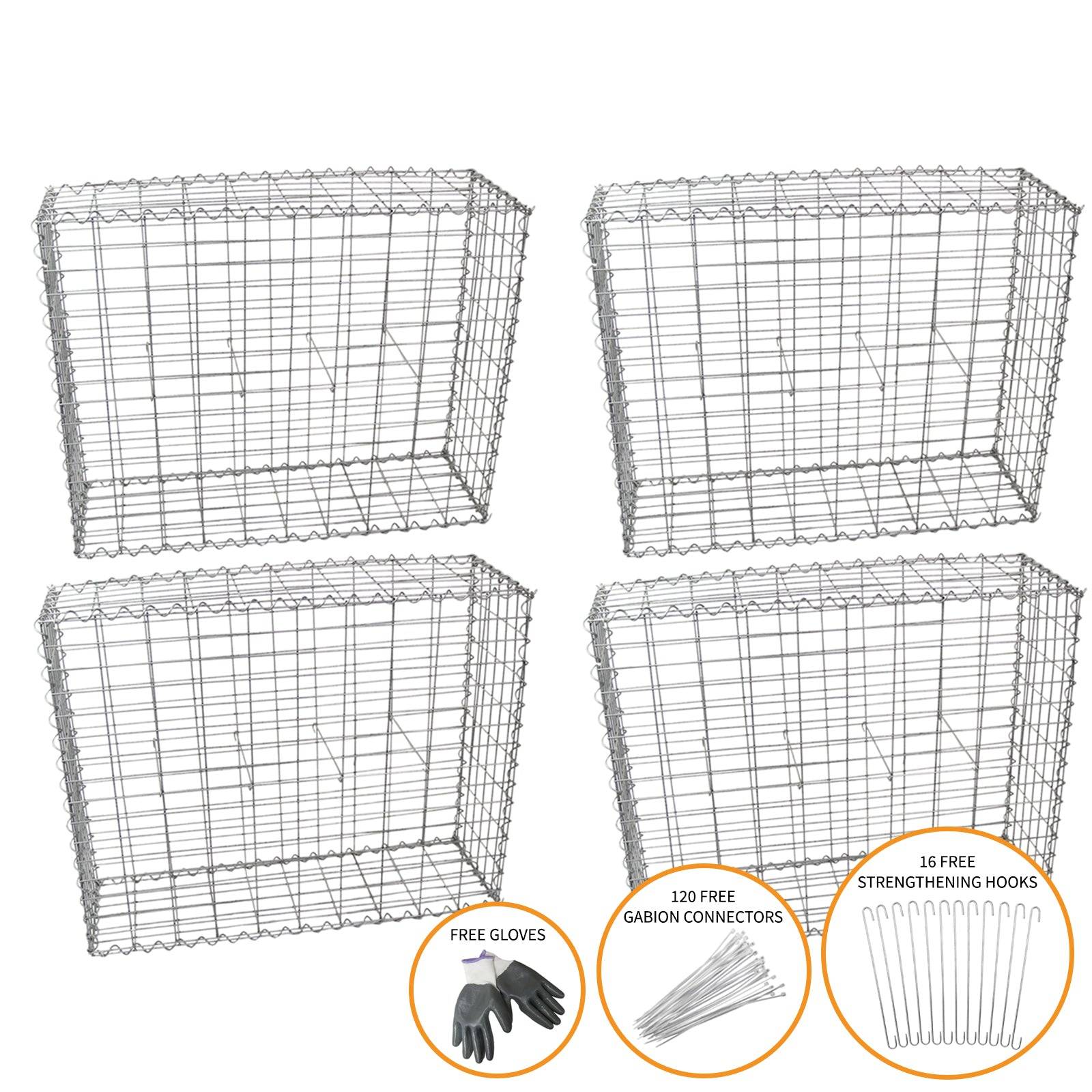 Monstershop - MonsterShop Lot de 4 Paniers de Gabions 100 x 95 x 30cm - Imagen 2
