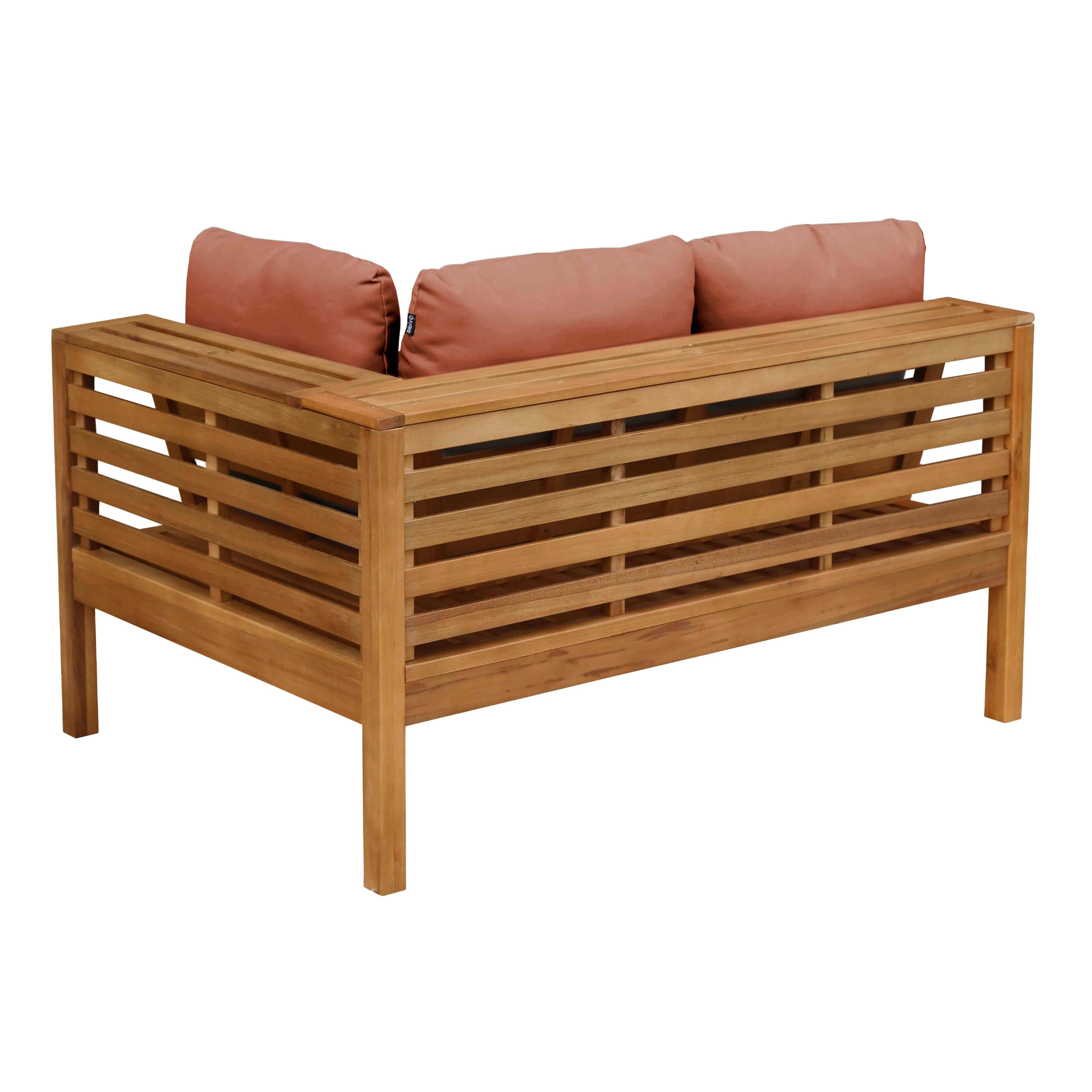 Oviala - Canapé droit de jardin bas en bois d'eucalyptus terracotta Maupiti - Oviala - Imagen 6