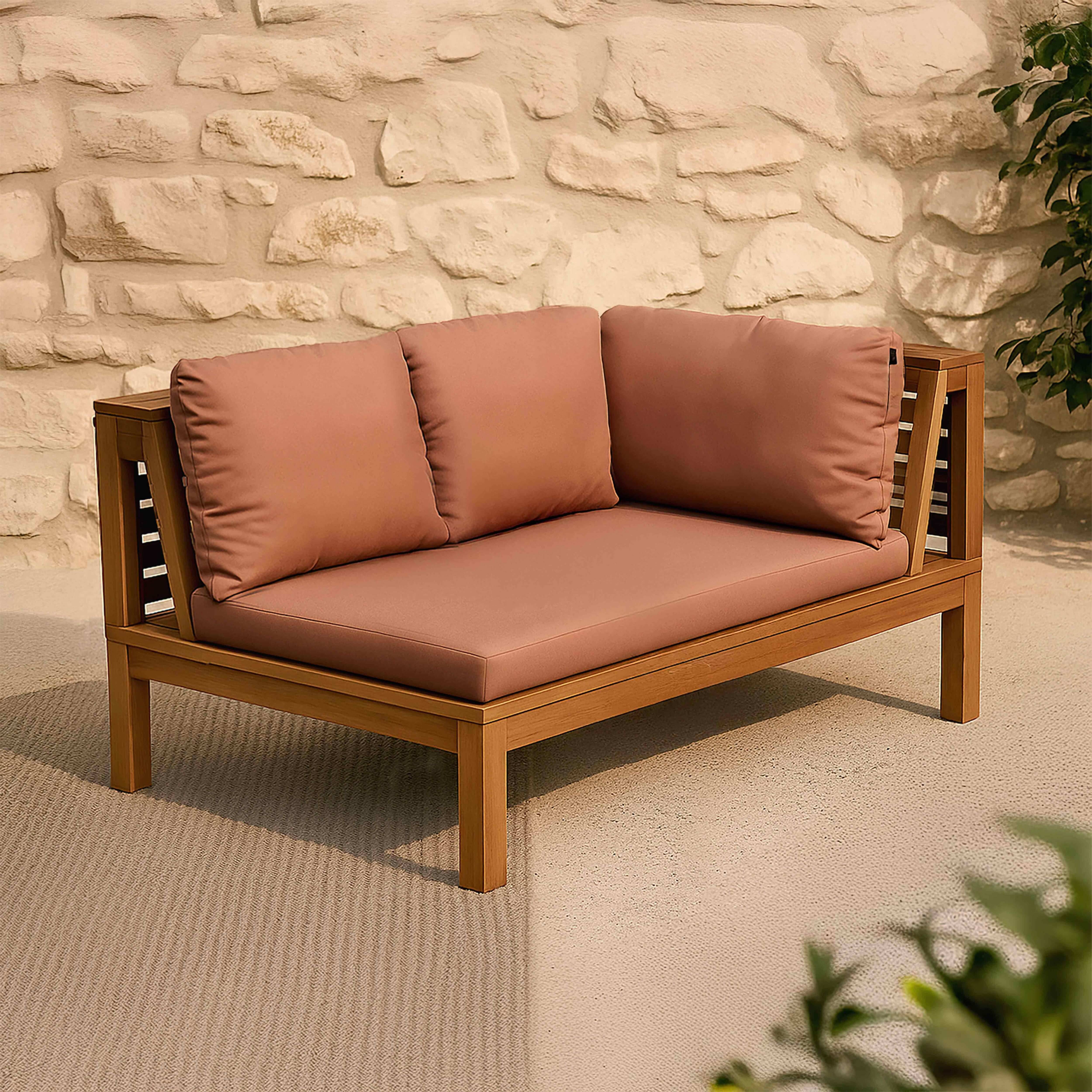 Oviala - Canapé droit de jardin bas en bois d'eucalyptus terracotta Maupiti - Oviala - Imagen 2