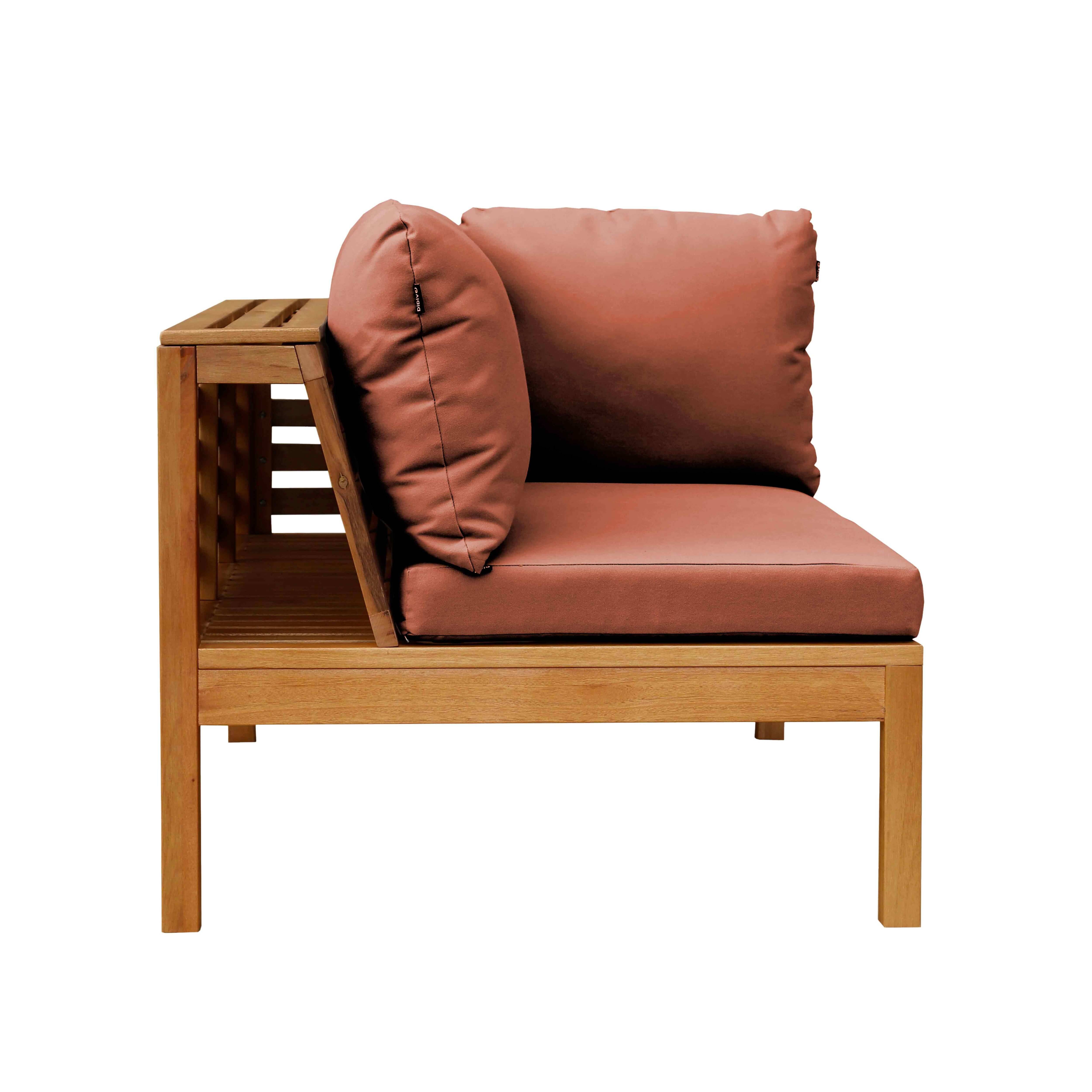 Oviala - Canapé droit de jardin bas en bois d'eucalyptus terracotta Maupiti - Oviala - Imagen 5