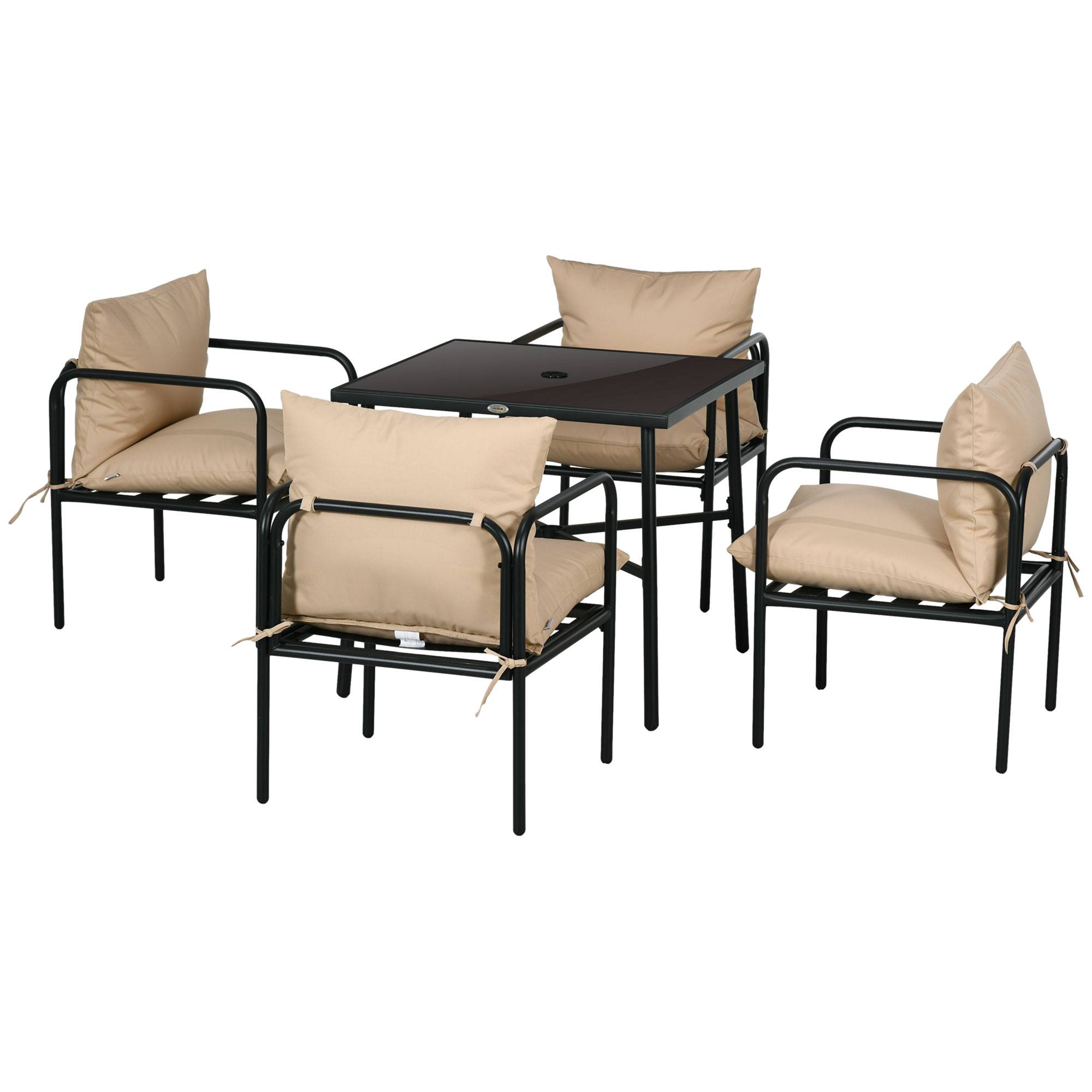 ComfortXL - Salon de jardin acier terrasse 4 personnes table carrée coussins noir - ComfortXL Outdoor Living - Image 2