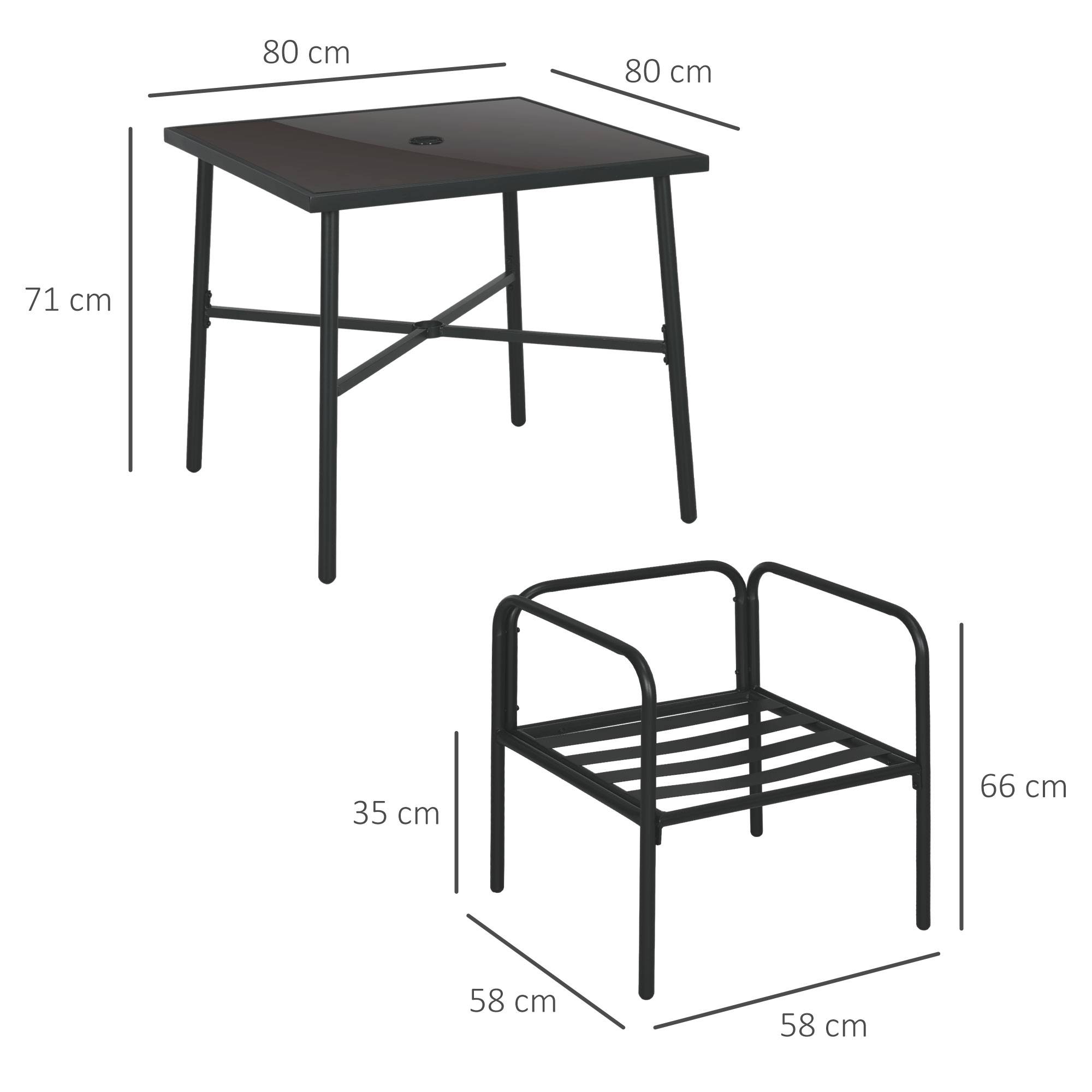 ComfortXL - Salon de jardin acier terrasse 4 personnes table carrée coussins noir - ComfortXL Outdoor Living - Image 5