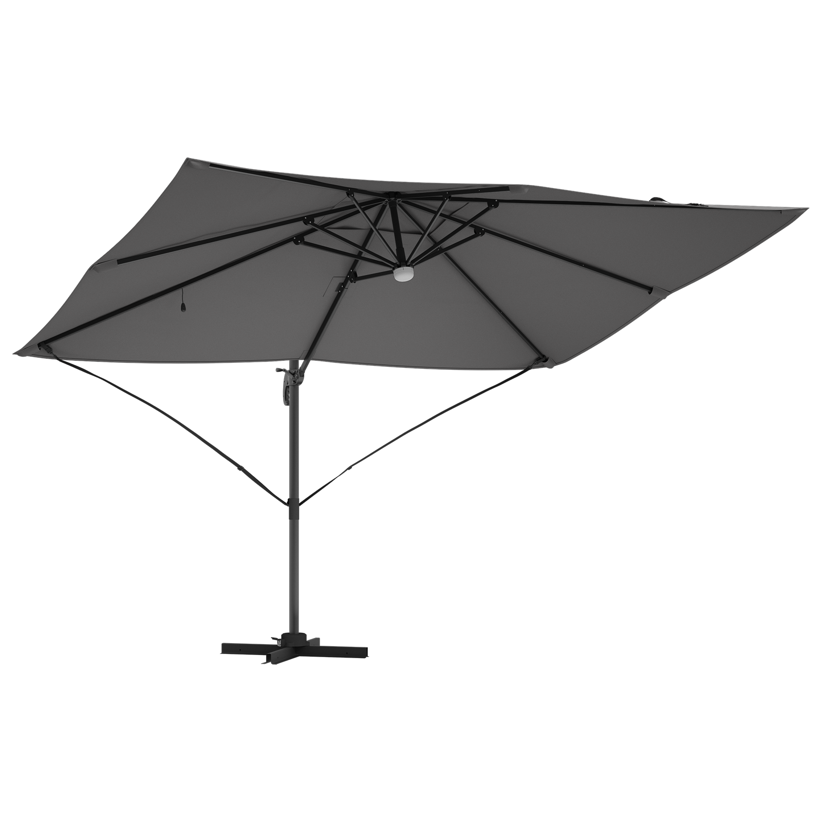 Parasol Déporté de jardin - Parasol d'extérieur - Anthracite Anthracite Polyester Grand - Image 4