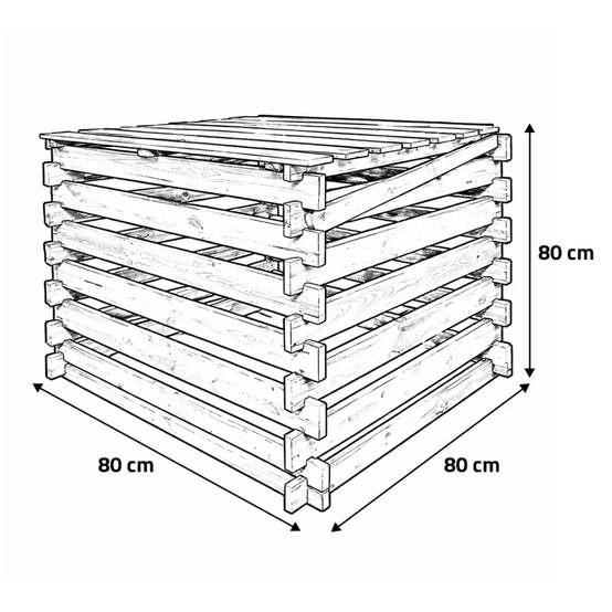 Composteur bois avec couvercle 80 x 80 cm, 510 L - Image 4