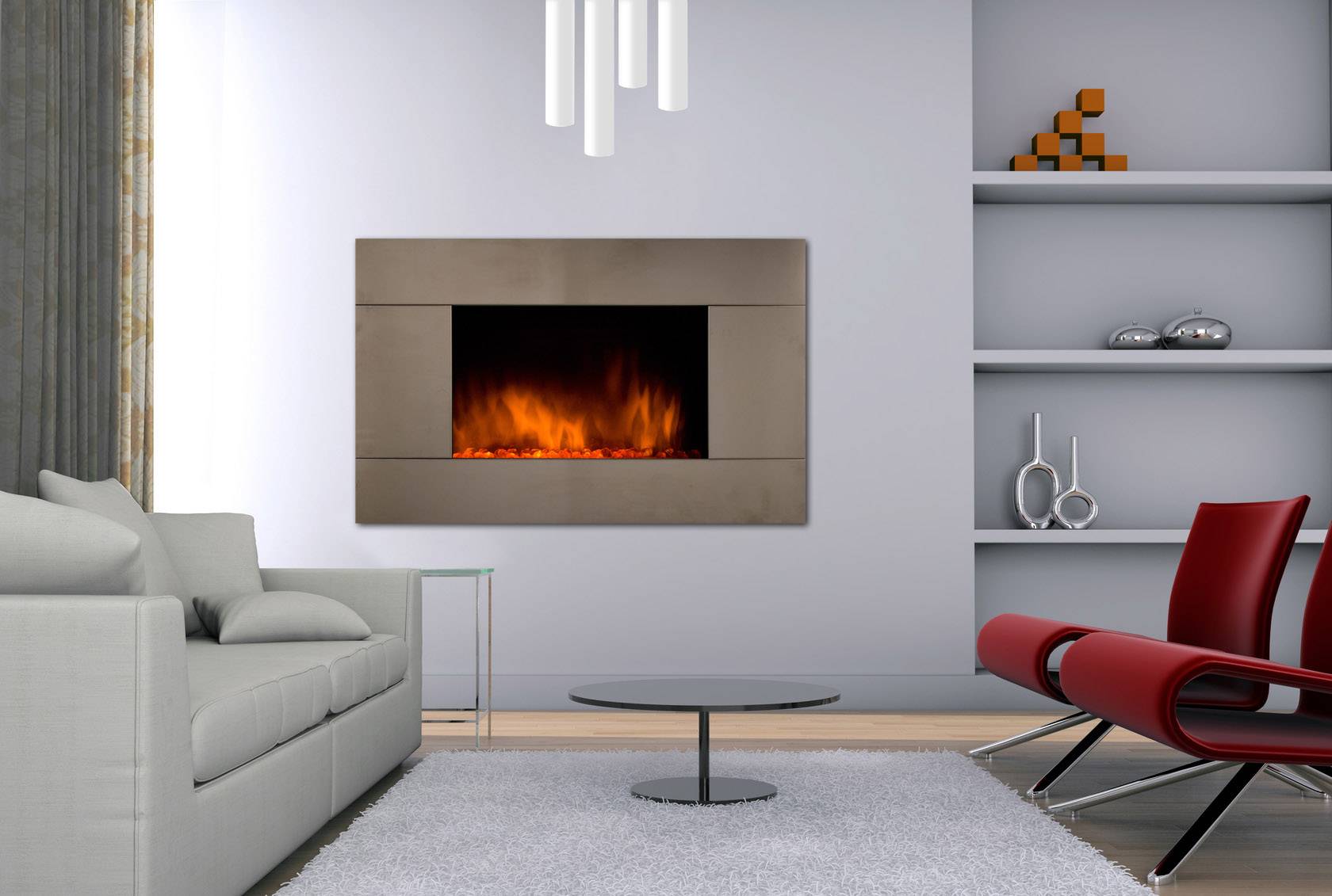 Cheminée électrique Murale Pure Inox 90 cm Effet Flammes LED Chemin'Arte - Imagen 4