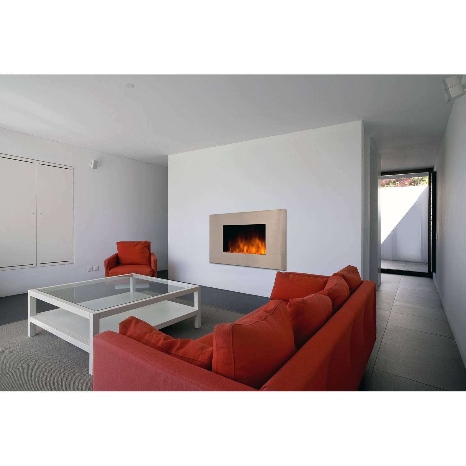 Cheminée électrique Murale Pure Inox 90 cm Effet Flammes LED Chemin'Arte - Imagen 6