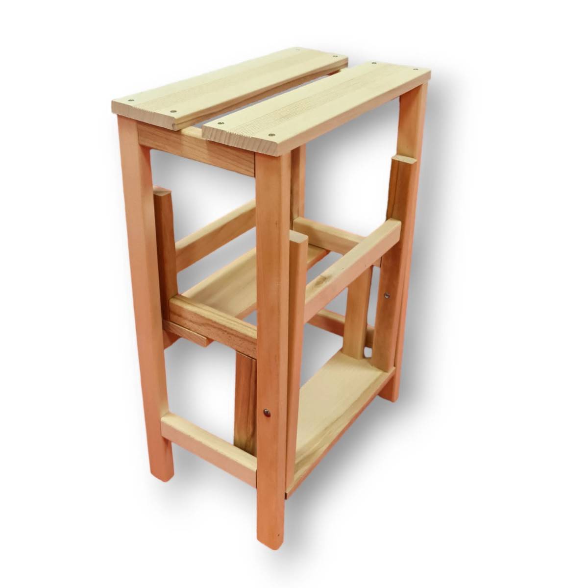 Escabeau Tabouret Marchepied 3 marches pliantes Bois massif 2en1 - Imagen 3