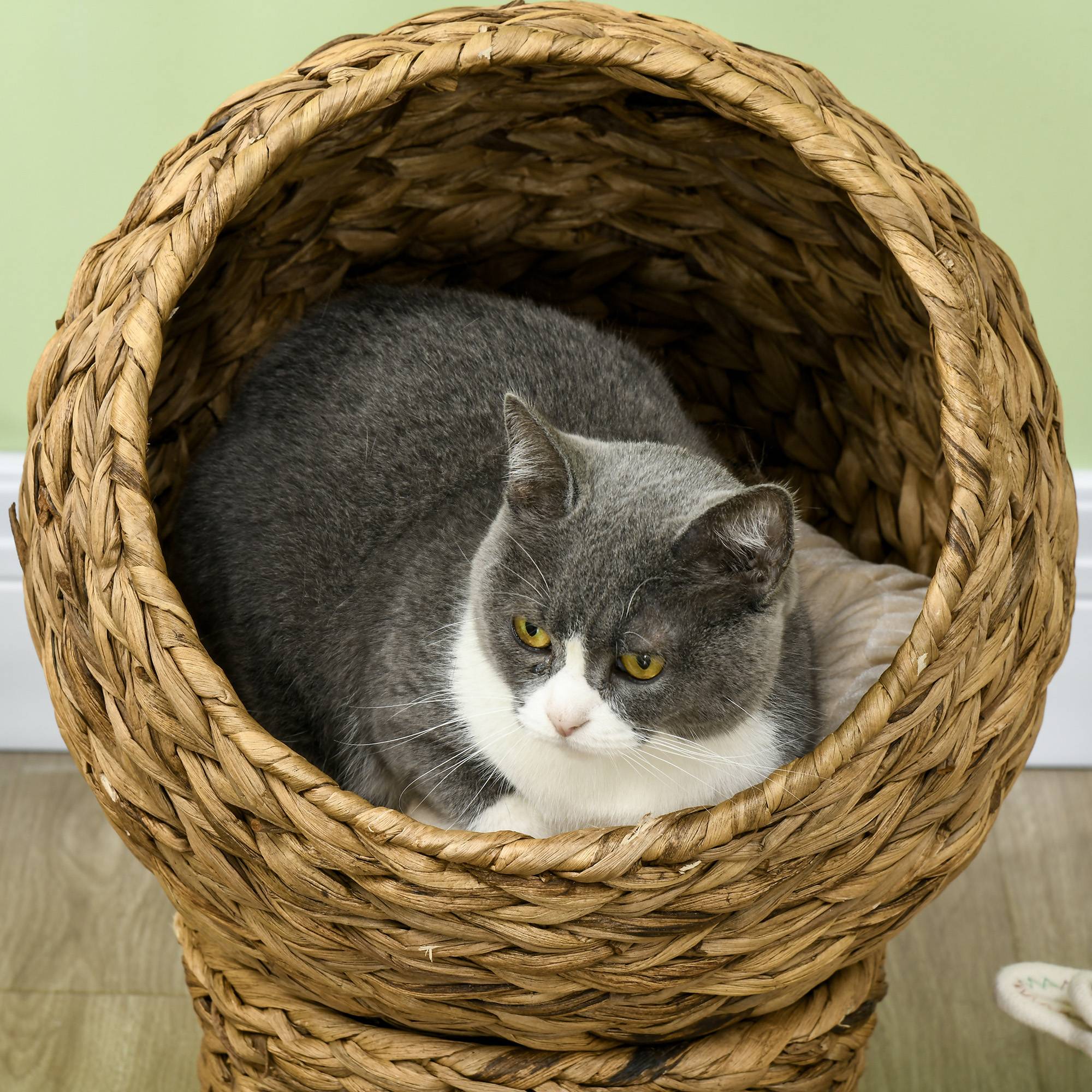 Panier chat lit surélevé chat cosy niche grotte à chat grand confort dim. 40L x 37l x 51H cm coussin moelleux beige inclus - Image 10