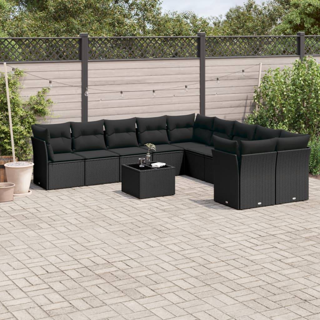 Salon de jardin 10 places poly rotin confortable et modulable pour grande terrasse Noir – ComfortXL Outdoor Living - Image 1