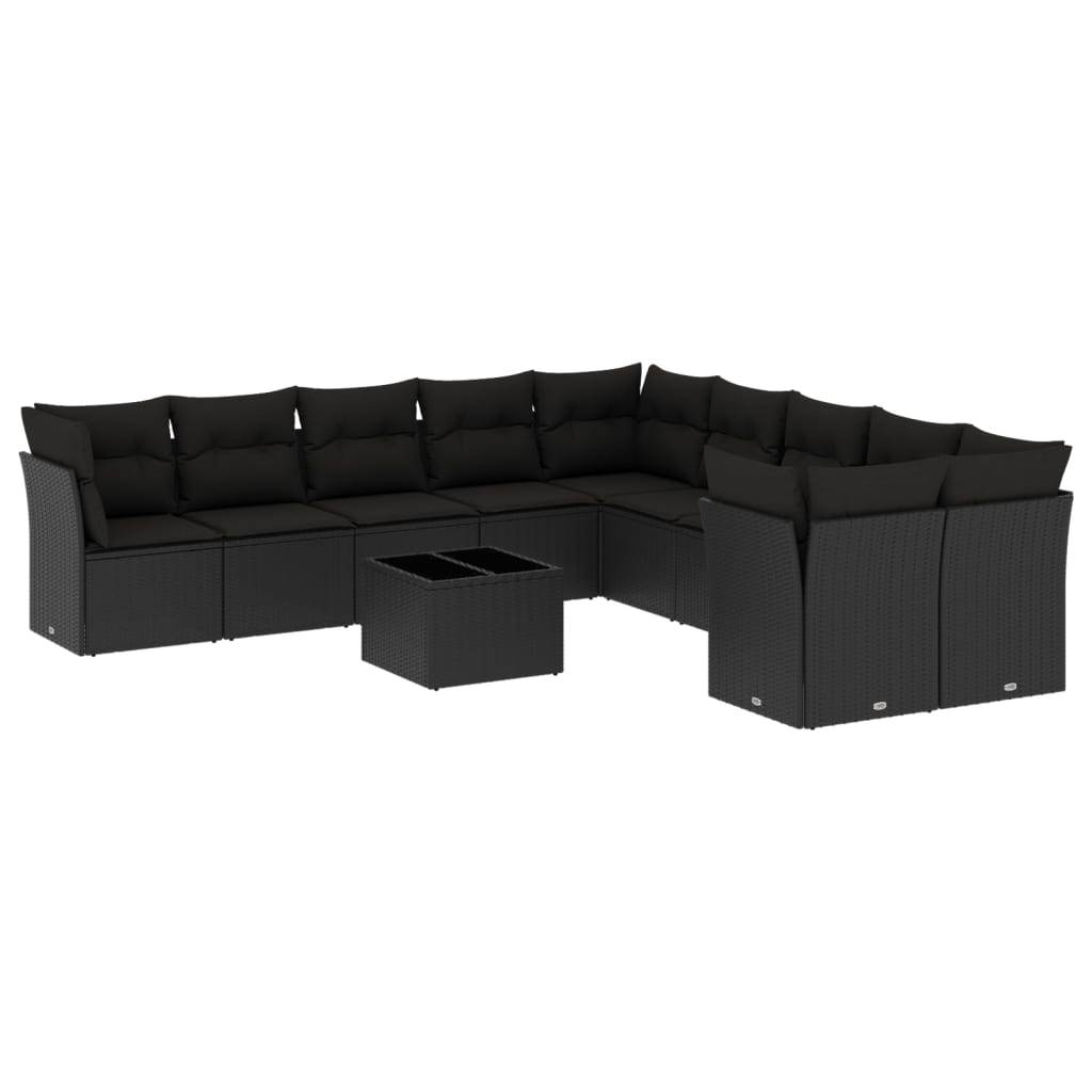 Salon de jardin 10 places poly rotin confortable et modulable pour grande terrasse Noir – ComfortXL Outdoor Living - Image 2