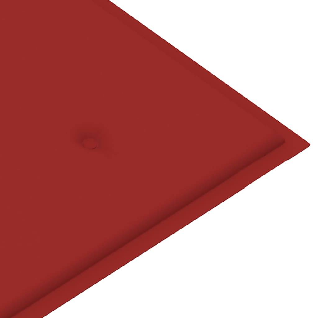 Helloshop26 - Banc de jardin meuble de patio d'extérieur terrasse avec coussin rouge 120 cm bois de teck massif - Imagen 7