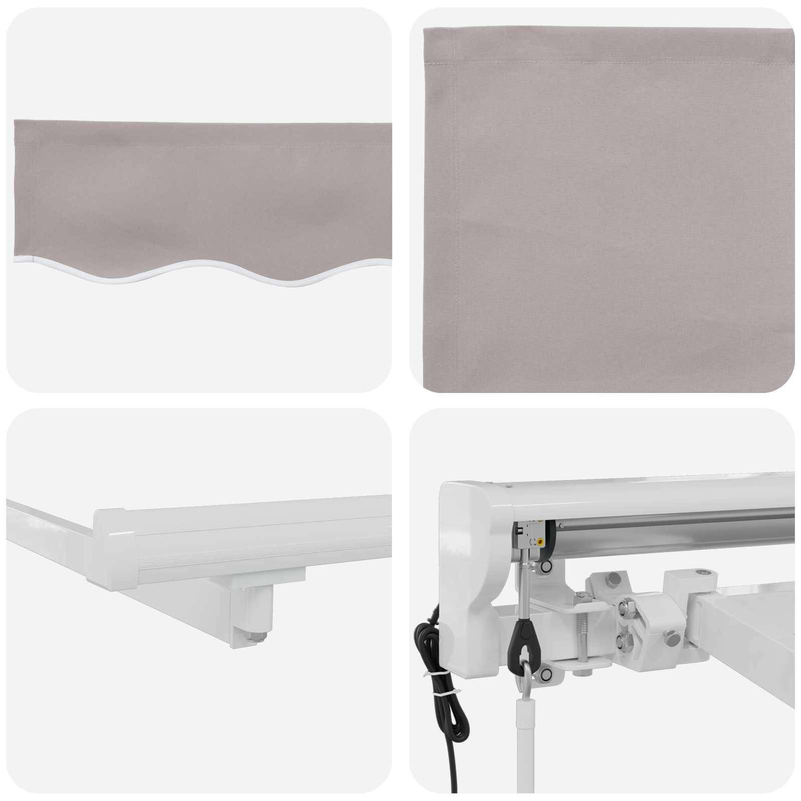 ComfortXL - Store banne électrique rétractable alu terrasse toile anti-UV gris clair blanc 3x2,5m - ComfortXL Outdoor Living - Image 7