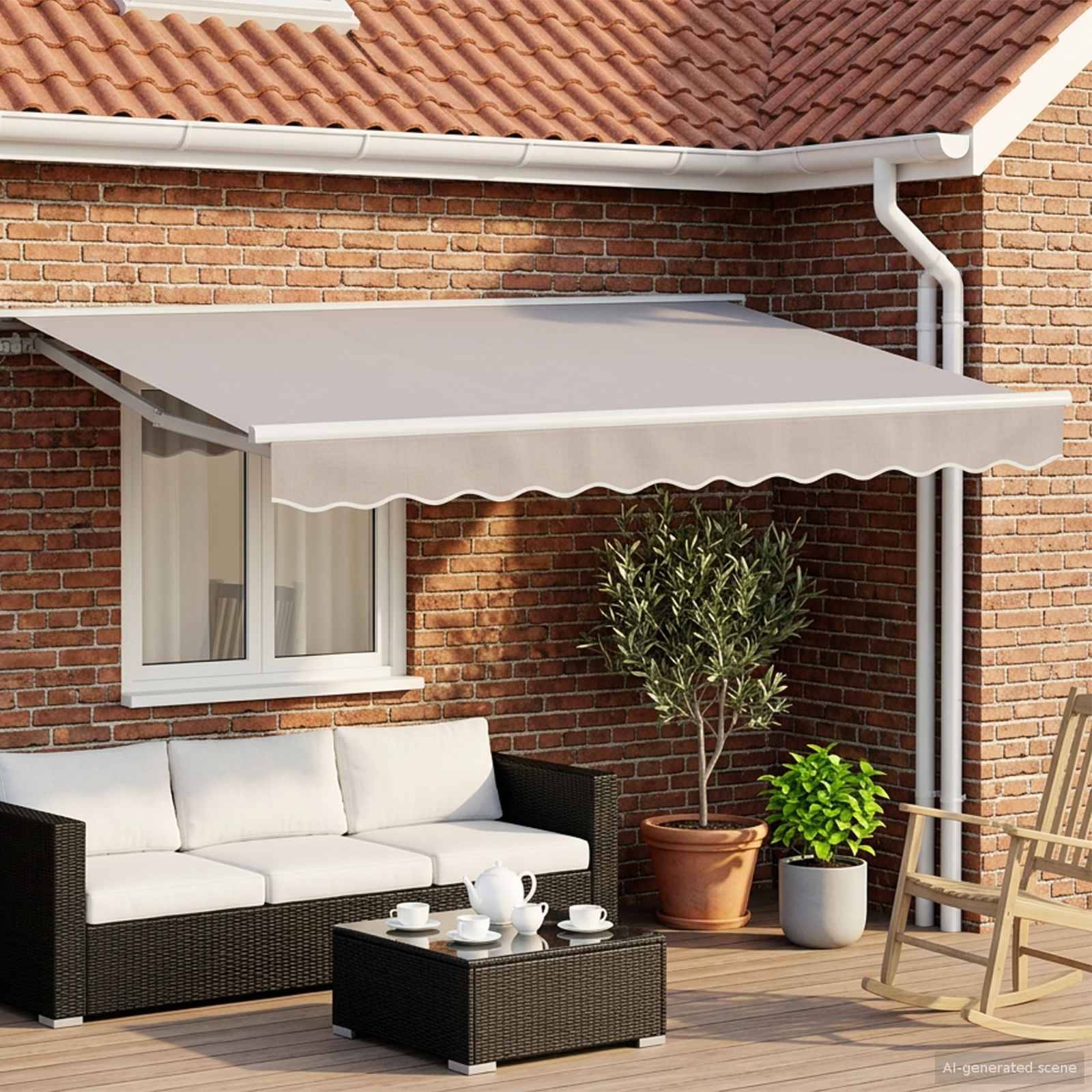 ComfortXL - Store banne électrique rétractable alu terrasse toile anti-UV gris clair blanc 3x2,5m - ComfortXL Outdoor Living - Image 1