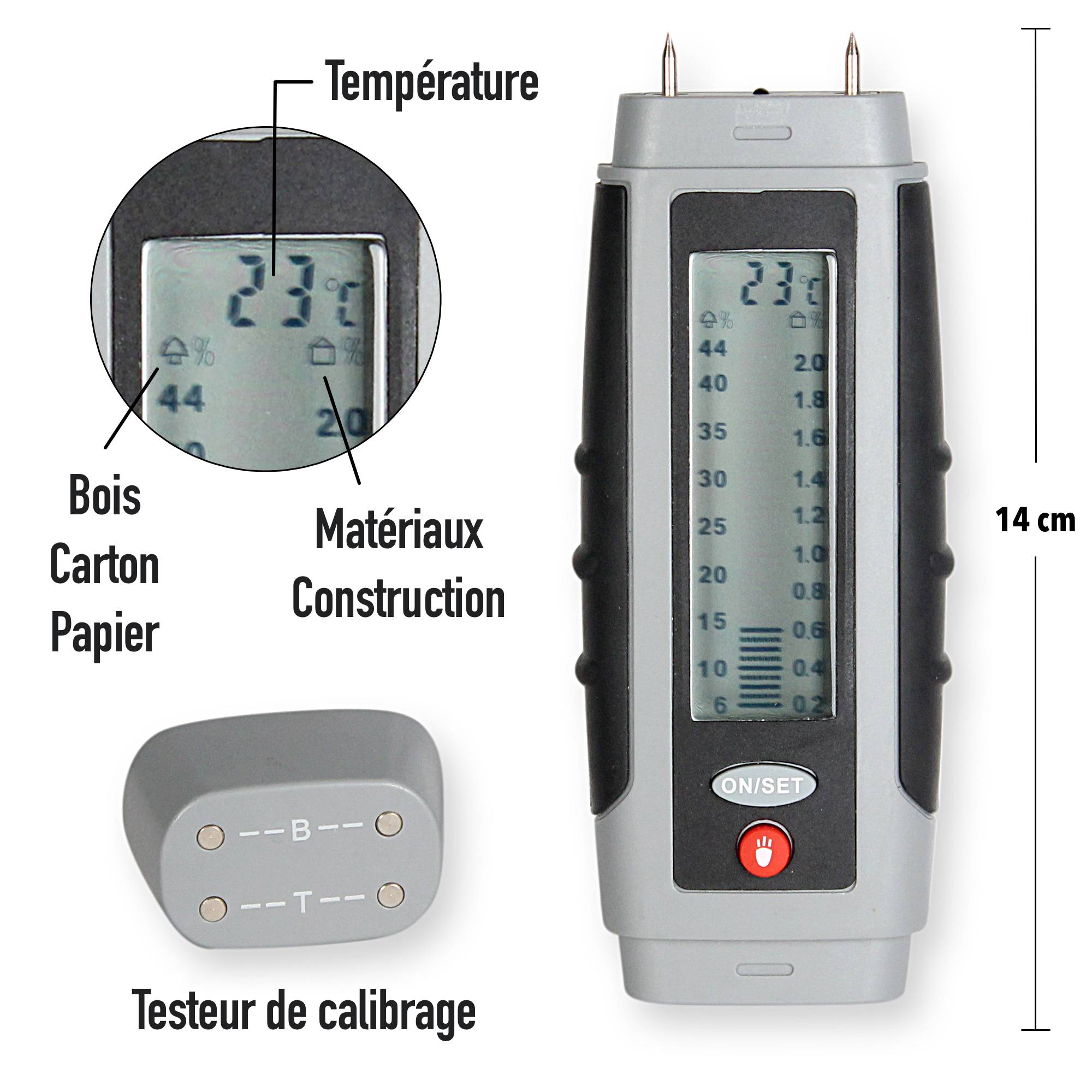 Fishtec - Testeur d'Humidité Digital - Mesure Bois, Plâtre, Béton, Papier - Affichage LCD Double Lecture - Image 6