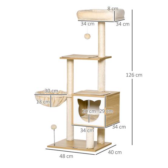 Arbre à chat sisal et peluche beige 48 x 43 x 126 cm - PANGIVO - Image 5