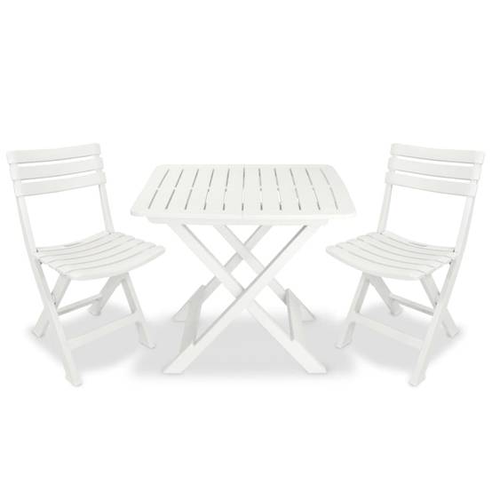 Ensemble de bistro pliable - Salon De Jardin 3 pcs Plastique Blanc MI756 - Image 2