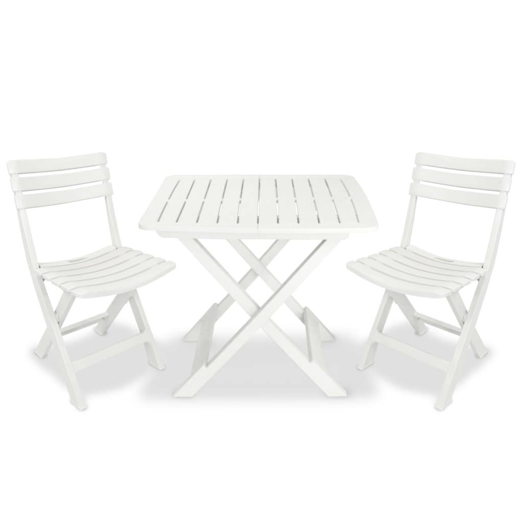 Ensemble de bistro pliable - Salon De Jardin 3 pcs Plastique Blanc MI756 - Image 2