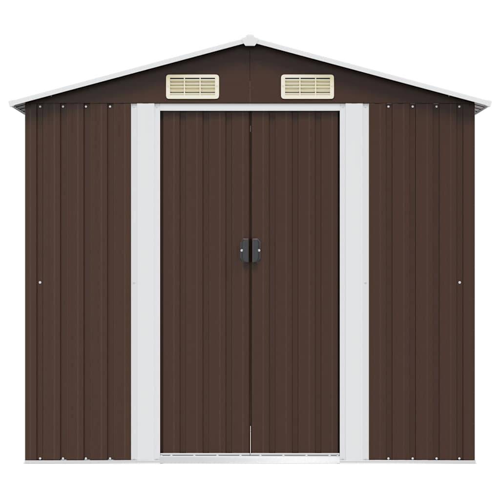 PANGIVO - Abri de jardin avec double porte coulissante - Acier galvanisé - Marron 204x132x186 cm - Surface au sol 2,31m² - PANGIVO - Image 5