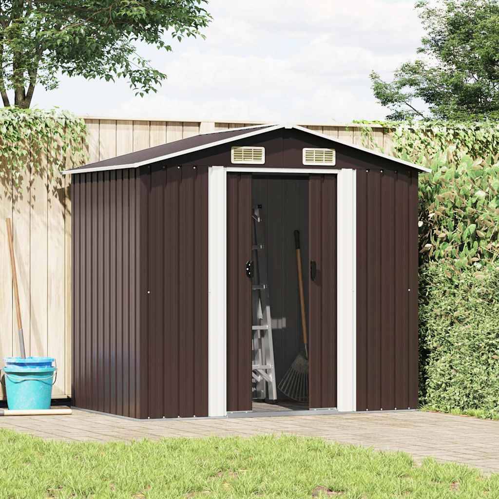 PANGIVO - Abri de jardin avec double porte coulissante - Acier galvanisé - Marron 204x132x186 cm - Surface au sol 2,31m² - PANGIVO - Image 2