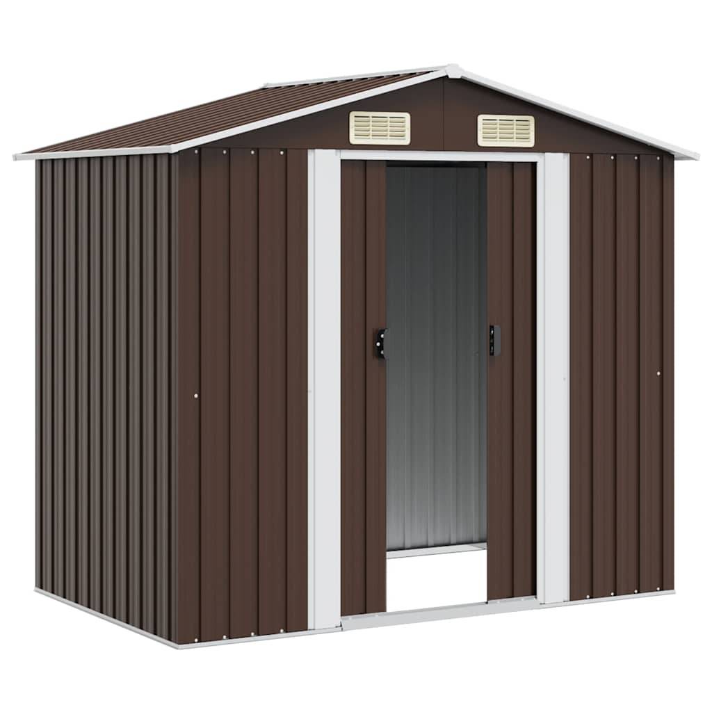 PANGIVO - Abri de jardin avec double porte coulissante - Acier galvanisé - Marron 204x132x186 cm - Surface au sol 2,31m² - PANGIVO - Image 4