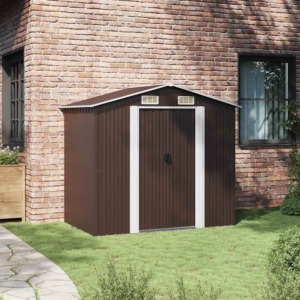 PANGIVO - Abri de jardin avec double porte coulissante - Acier galvanisé - Marron 204x132x186 cm - Surface au sol 2,31m² - PANGIVO - Image 3