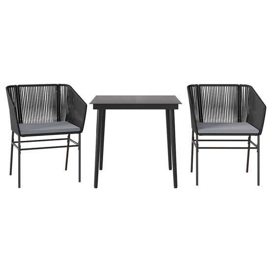Petit Salon de Jardin 2 Personnes Résine Tressée Table Carrée avec Coussins Noir – ComfortXL Outdoor Living - Image 2