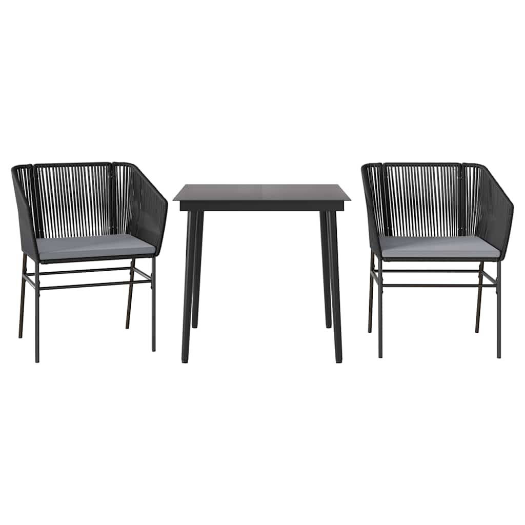 Petit Salon de Jardin 2 Personnes Résine Tressée Table Carrée avec Coussins Noir – ComfortXL Outdoor Living - Image 2