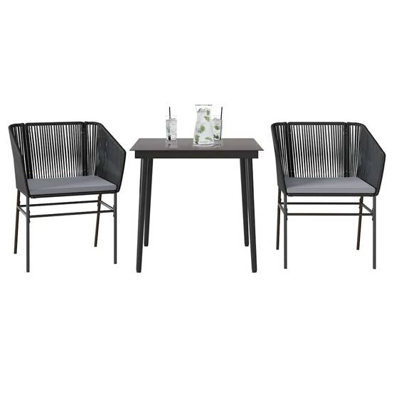 Petit Salon de Jardin 2 Personnes Résine Tressée Table Carrée avec Coussins Noir – ComfortXL Outdoor Living - Image 1