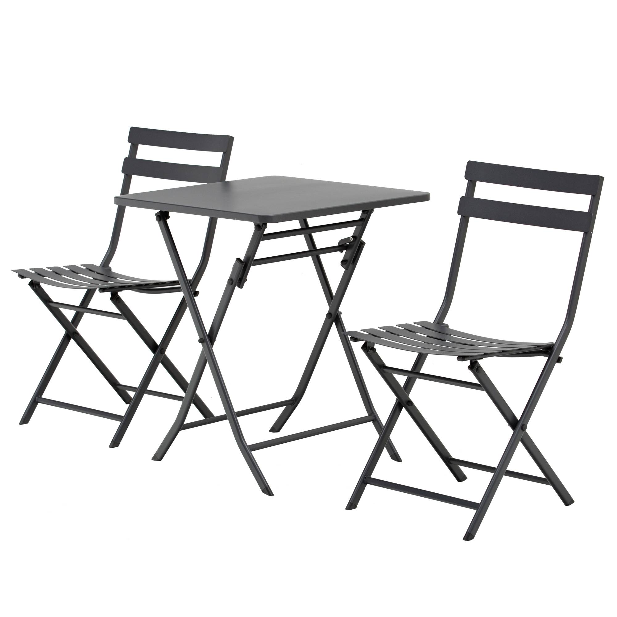 Outsunny - Salon de jardin bistro pliable - table carrée dim. 60L x 60l x 71H cm avec 2 chaises - métal thermolaqué gris - Outsunny - Imagen 1