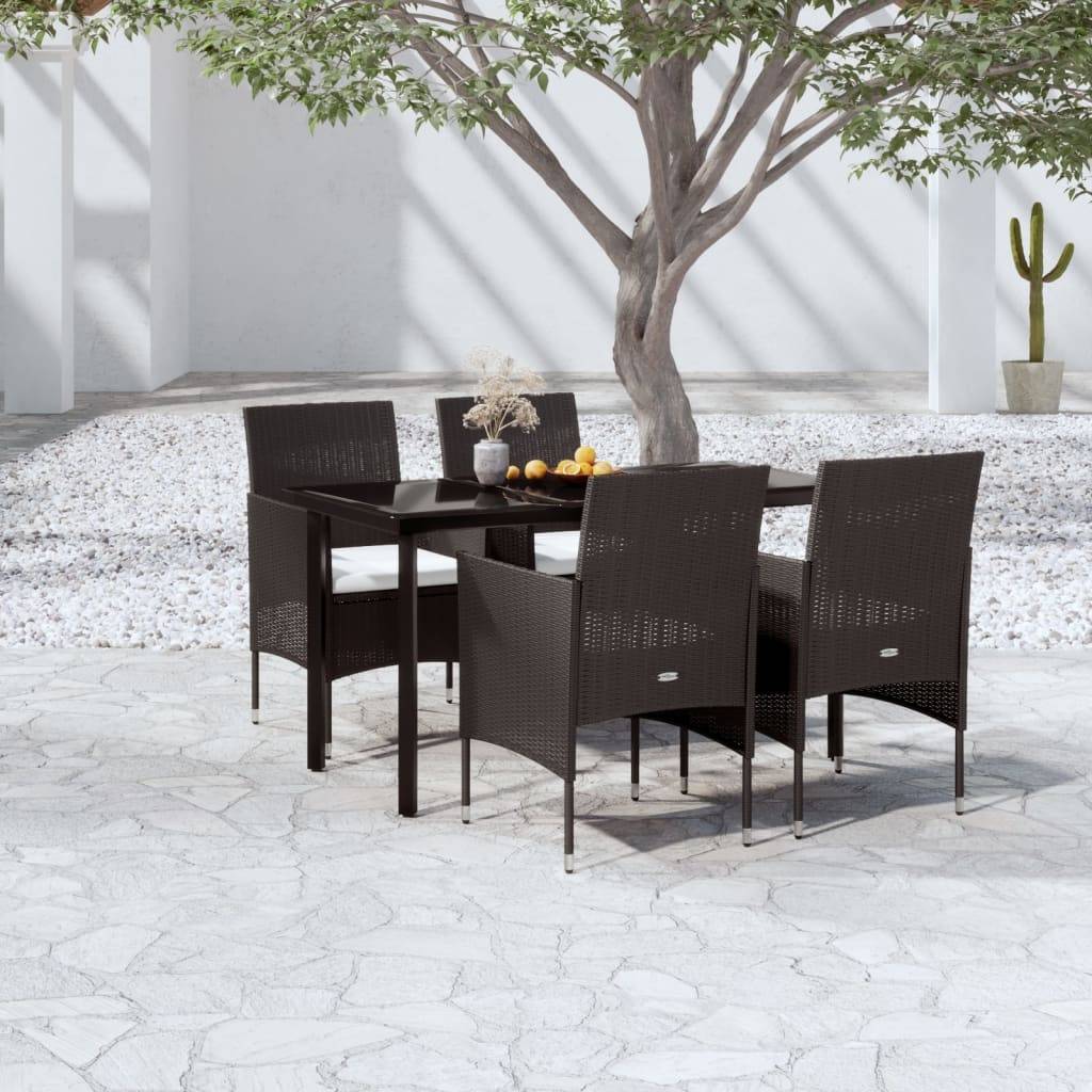 Table et Chaises de Jardin 4 Pers Résine Tressée Acier Extérieur Noir 5 pcs – ComfortXL Outdoor Living - Image 1