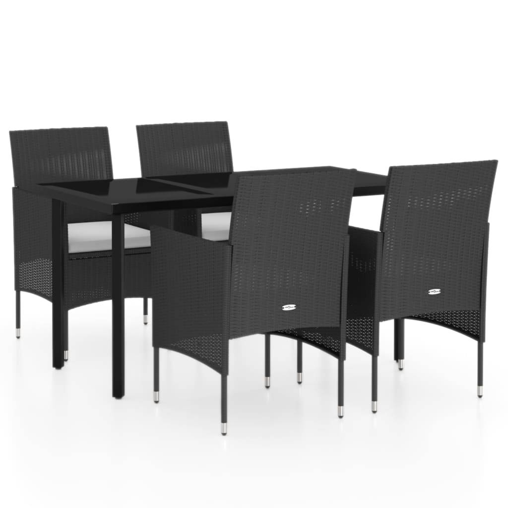 Table et Chaises de Jardin 4 Pers Résine Tressée Acier Extérieur Noir 5 pcs – ComfortXL Outdoor Living - Image 2
