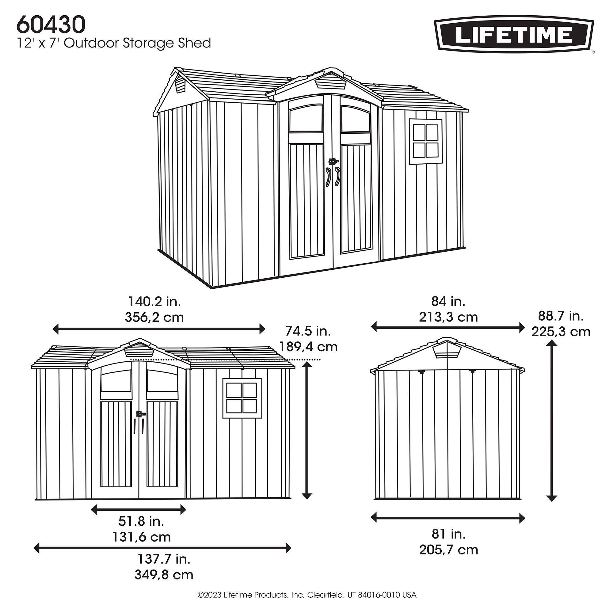 Lifetime - Abri de jardin résine 7.58m2 (3.56x2.13m) side entry LIFETIME #60430U - Image 8