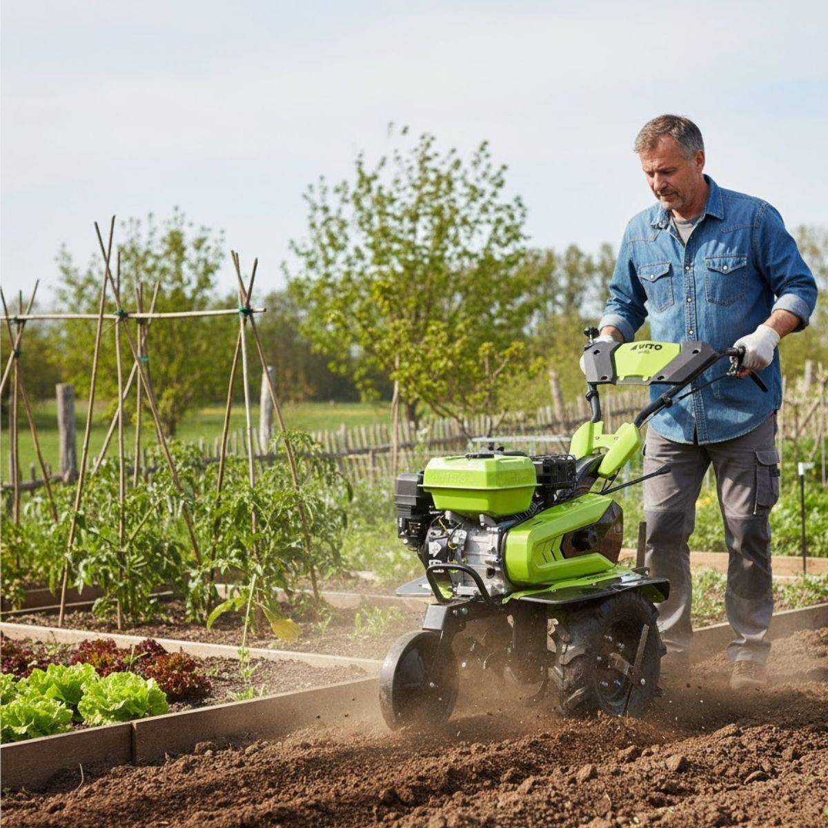 Motoculteur à essence 7CV 212 Cm3 5200W + Jeu de FRAISES + Butteur Idéal Jardin & Maraîchage VITO - Image 2