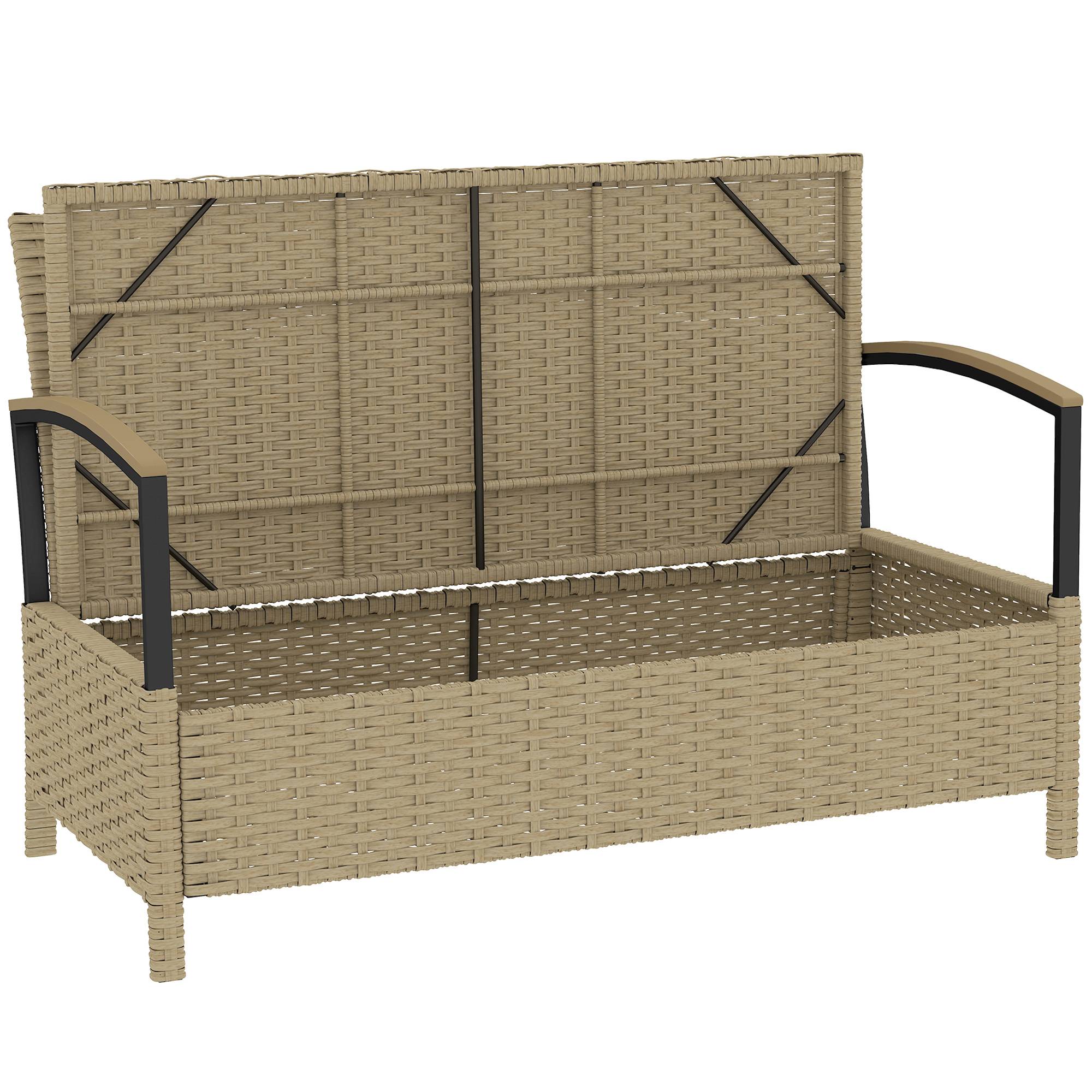 Banquette coffre 125L avec coussin rembourré, métal, 123x70x82cm, kaki - Image 2