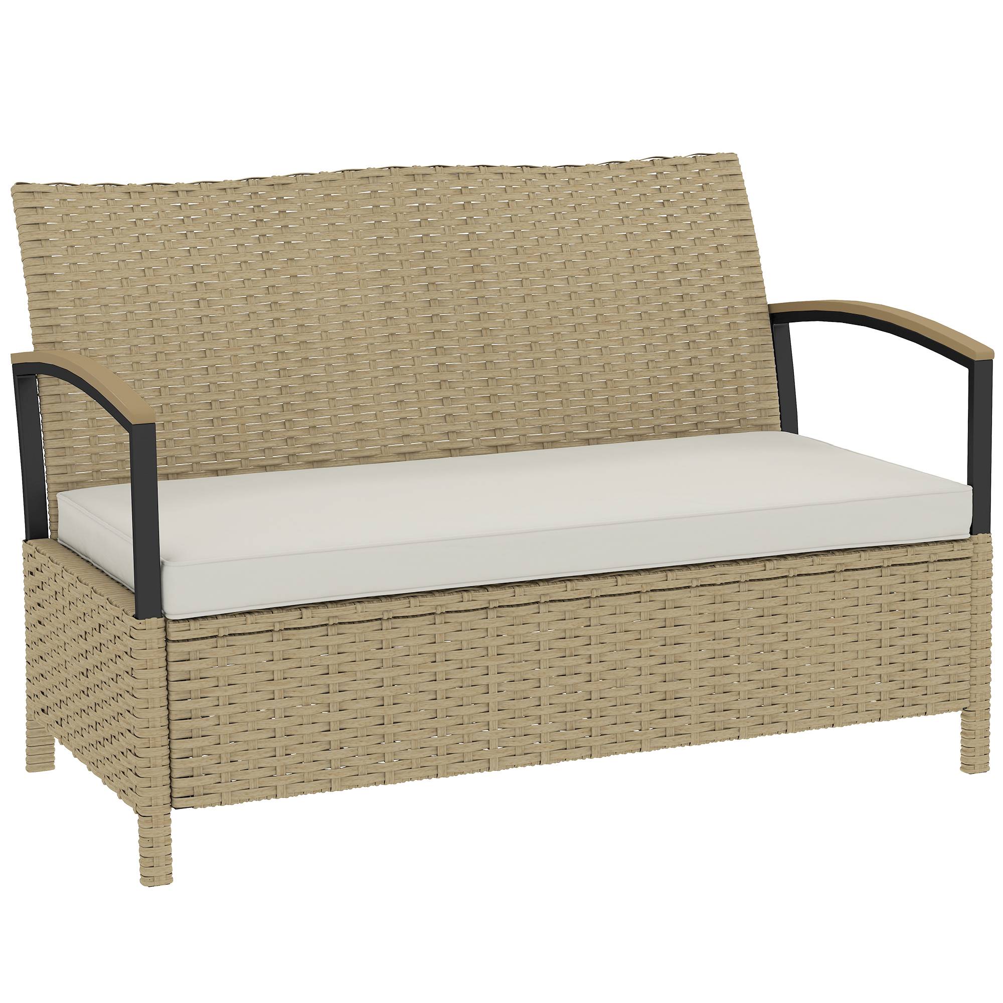 Banquette coffre 125L avec coussin rembourré, métal, 123x70x82cm, kaki - Image 1