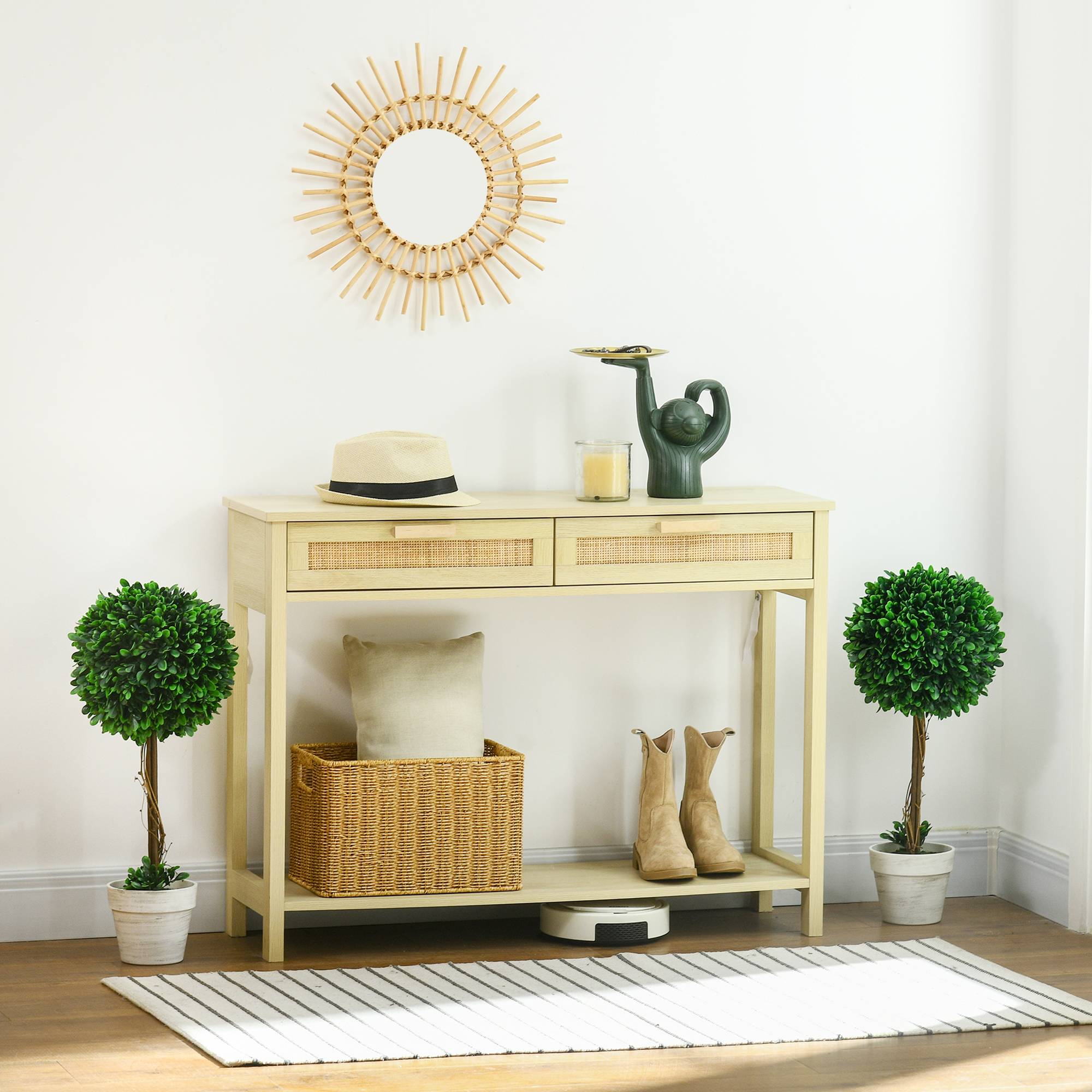 Sans Marque - Ensemble 2 arbustes buis artificiels mousse artificielle pot 28x28x60 cm vert - Image 3