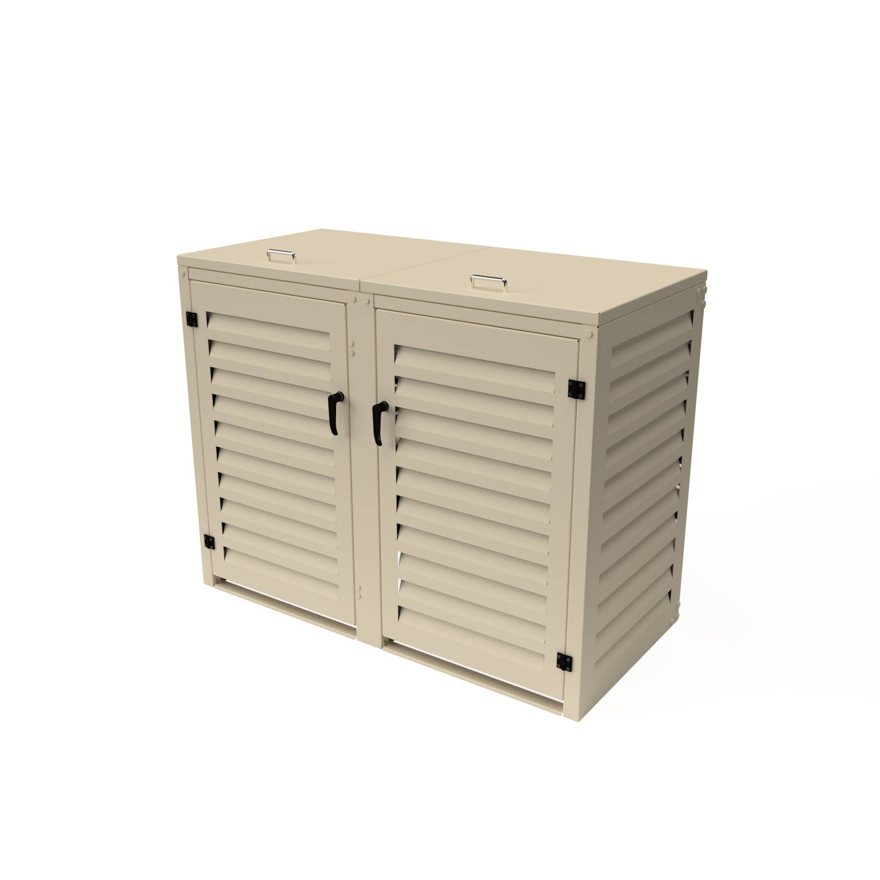 Cache Poubelle Extérieur Double en Aluminium thermolaqué - Abri pour 2 conteneurs 240 Litres – Crème RAL 1015 - Image 1